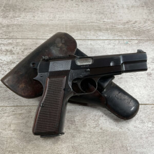 FN BROWNING HI POWER 9MM NAZI MARKED, MATCHING PISTOL RIG #3-08076-BDH