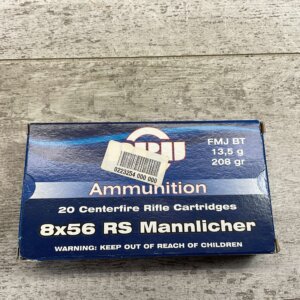 PPU 8X56 RS MANNLICHER FMJ 208 GRN AMMO FULL BOX #4-06097-BL