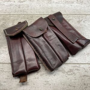 LUGER P08 LEATHER DOUBLE MAGAZINE POUCHES, QTY 3 #4-04147-JN