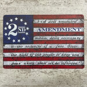 2ND AMENDMENT USA 13-STAR TIN SIGN #4-07607-PF