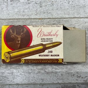WEATHERBY .240 MAGNUM, 70 GR. BRASS AMMO, 17 EMPTY, VINTAGE #5-01008-PF