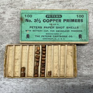 PETERS NO. 3 1/2 COPPER PRIMERS, QTY 21, RARE, VINTAGE #5-01013-PF