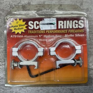 TRADITIONS PERFORMANCE FIREARMS SCOPE RINGS, FITS WEAVER STYLE BASES, VINTAGE #5-01045-PF