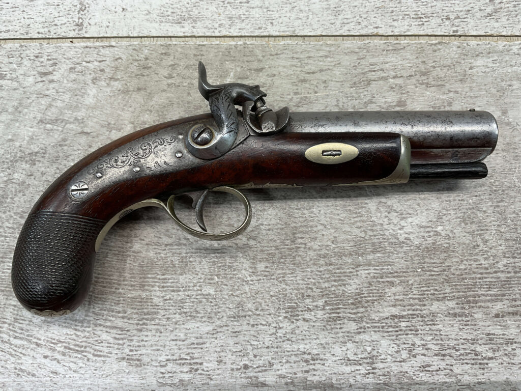 A. WURFELEIN .40CAL OVERCOAT PERCUSSION PISTOL, ANTIQUE #5-05953