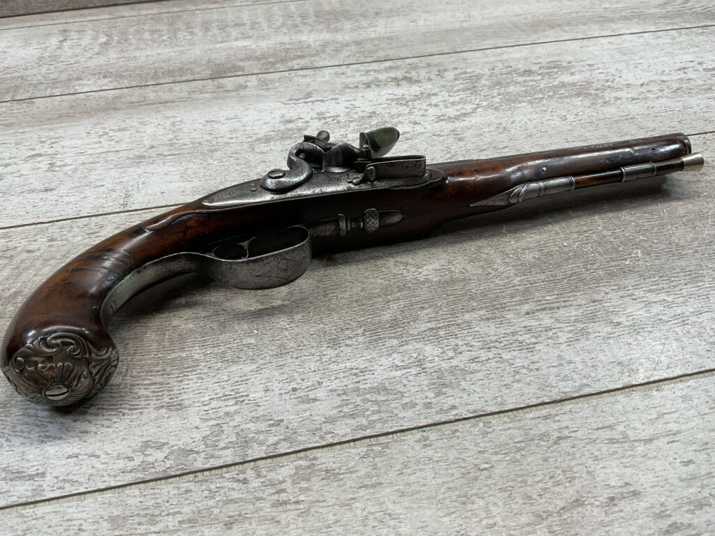 MORTIMER LONDON OVERCOAT FLINTLOCK .58 CAL PISTOL, ANTIQUE #5-05960