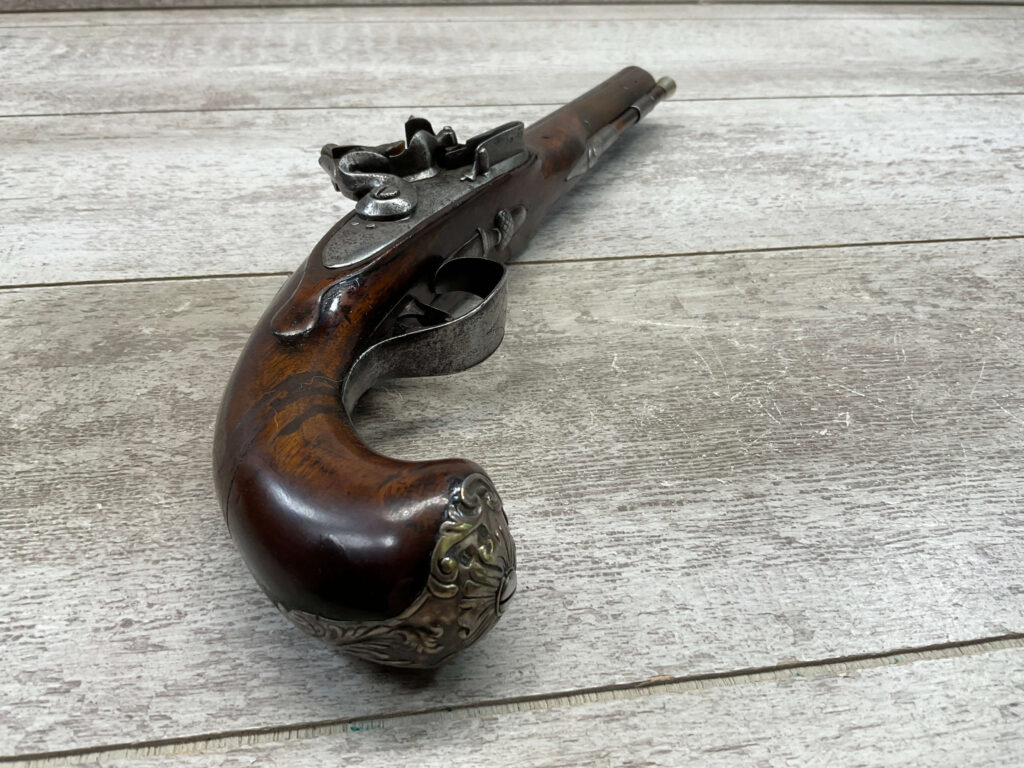 MORTIMER LONDON OVERCOAT FLINTLOCK .58 CAL PISTOL, ANTIQUE #5-05960