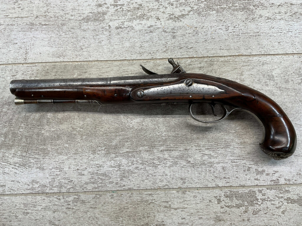 MORTIMER LONDON OVERCOAT FLINTLOCK .58 CAL PISTOL, ANTIQUE #5-05960