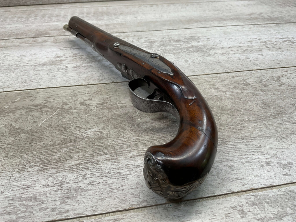 MORTIMER LONDON OVERCOAT FLINTLOCK .58 CAL PISTOL, ANTIQUE #5-05960