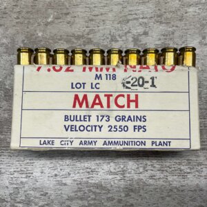TWIN CITIES 1969 7.62 MATCH NATO AMMO, FULL BOX, VINTAGE #5-03450-BA