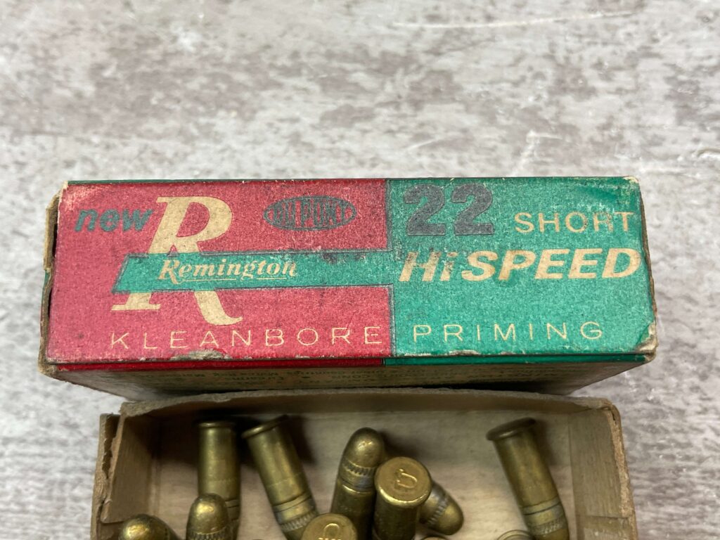 REMINGTON HI-SPEED .22 SHORT AMMO, KLEANBORE INDEX 1022, QTY 20, VINTAGE #5-08575-BDH