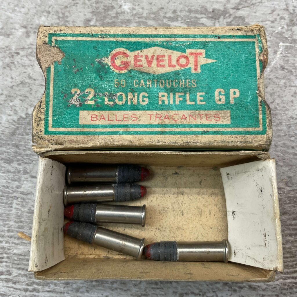GEVELOT .22LR GP FLAME TRACER BULLETS, INDEX 9676, QTY 5, VINTAGE #5-08577-BDH