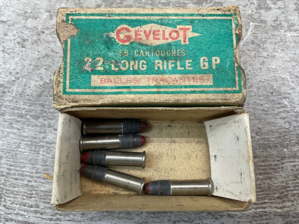 GEVELOT .22LR GP FLAME TRACER BULLETS, INDEX 9676, QTY 5, VINTAGE #5-08577-BDH