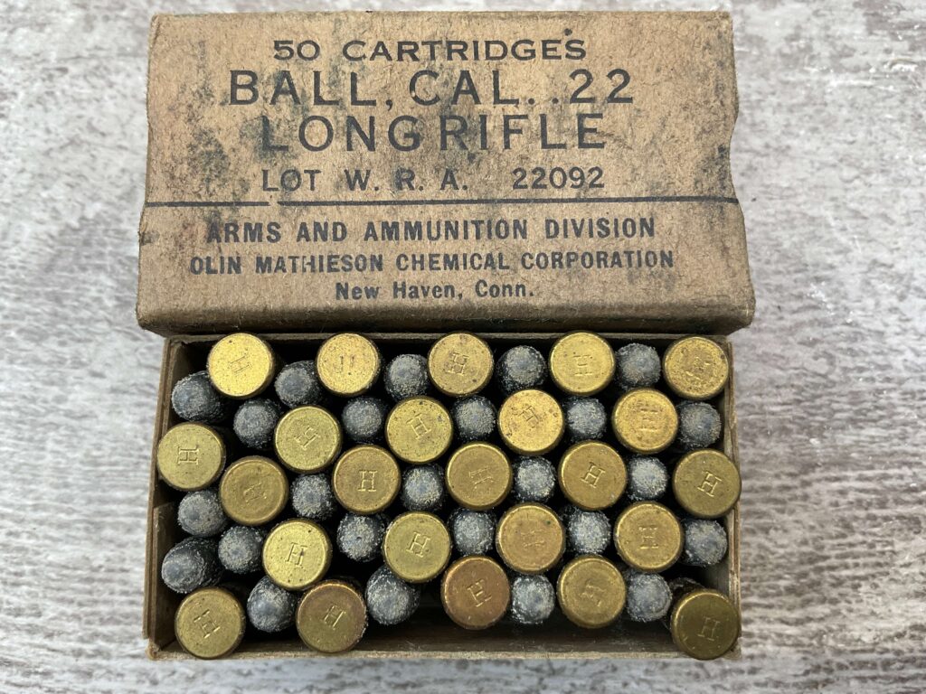 WINCHESTER/OLIN MATHIESON CHEMICAL COORPORATION BALL CAL .22LR AMMO, FULL BOX, VINTAGE #5-08580-BD
