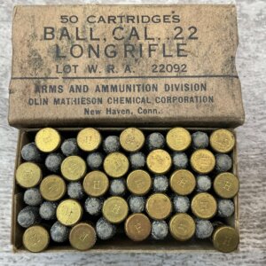 WINCHESTER/OLIN MATHIESON CHEMICAL COORPORATION BALL CAL .22LR AMMO, FULL BOX, VINTAGE #5-08580-BD