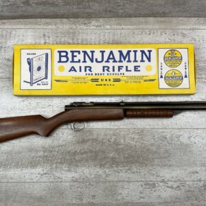 "BENJAMIN FRANKLIN" MODEL 312 .22 CAL PUMP ACTION AIR RIFLE W/ ORIGINAL BOX, VINTAGE, RARE #5-08569-BDH