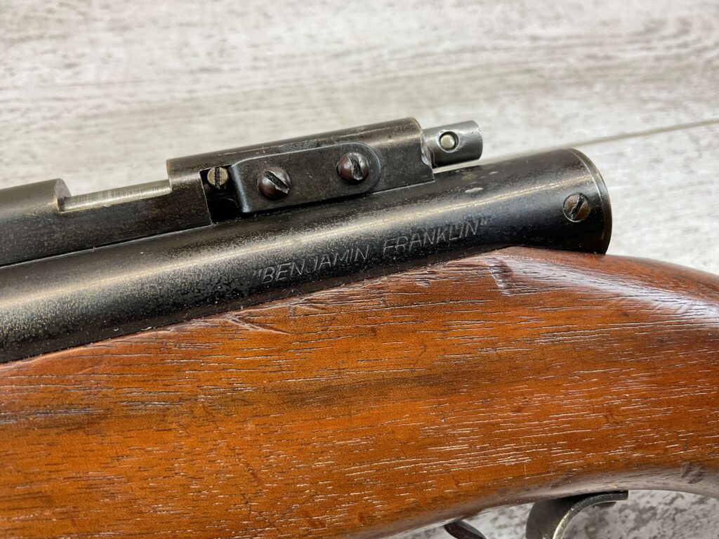 "BENJAMIN FRANKLIN" MODEL 312 .22 CAL PUMP ACTION AIR RIFLE W/ ORIGINAL BOX, VINTAGE, RARE #5-08569-BDH