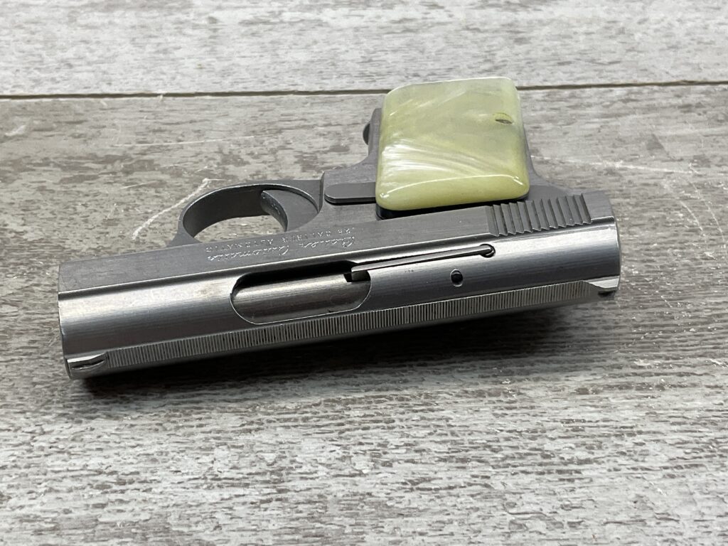 BAUER "BABY" .25 ACP STAINLESS SEMI AUTO POCKET PISTOL, BROWNING CLONE, C&R #5-08023-PF