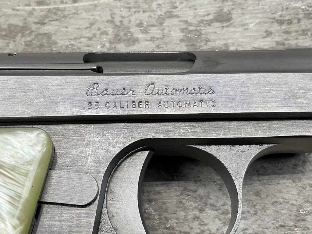 BAUER "BABY" .25 ACP STAINLESS SEMI AUTO POCKET PISTOL, BROWNING CLONE, C&R #5-08023-PF