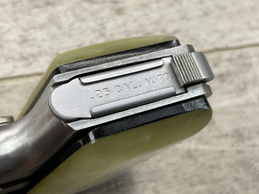 BAUER "BABY" .25 ACP STAINLESS SEMI AUTO POCKET PISTOL, BROWNING CLONE, C&R #5-08023-PF