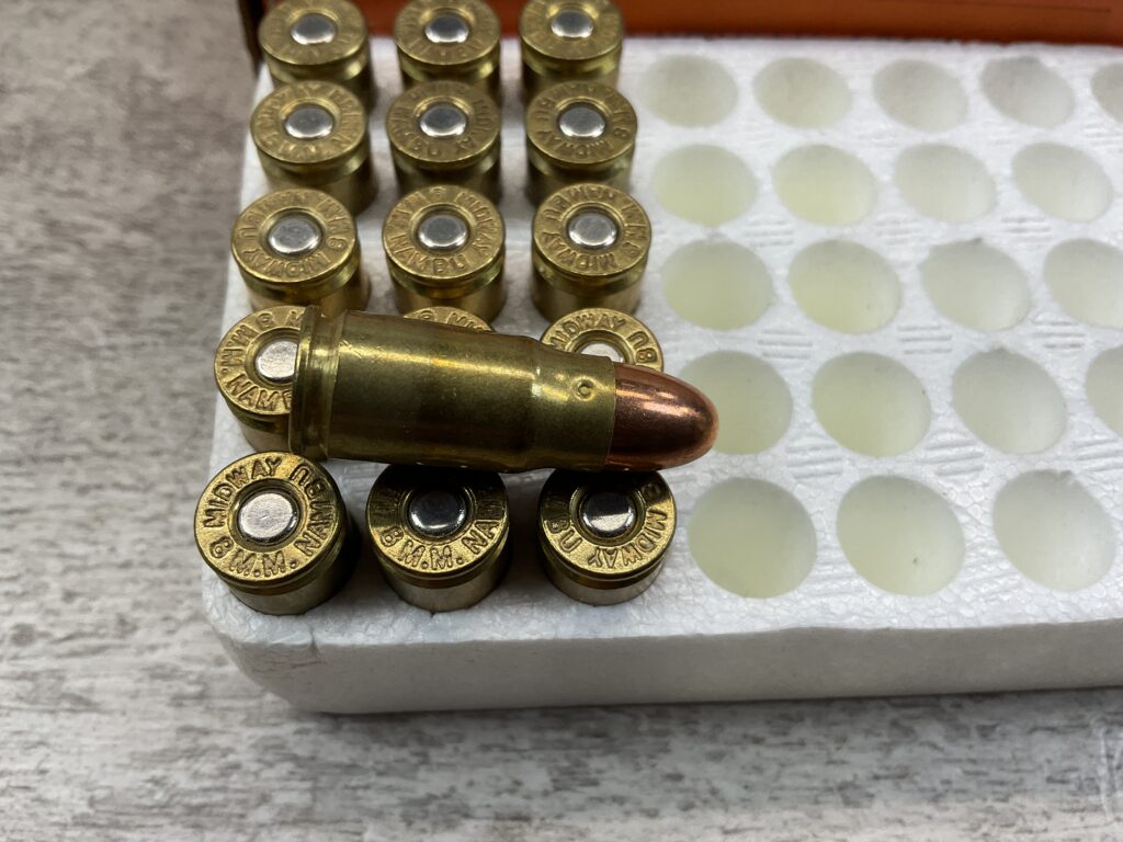 MIDWAY ARMS 8MM NAMBU AMMO, QTY 16, VINTAGE #5-08585-BDH