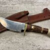 BLACKJACK INTERNATIONAL OBADIAH SKINNER STAG BONE HUNTING KNIFE W/ LEATHER SHEATH #5-08040-PF