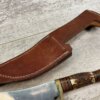 BLACKJACK INTERNATIONAL OBADIAH SKINNER STAG BONE HUNTING KNIFE W/ LEATHER SHEATH #5-08040-PF