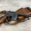MAUSER C96 BROOMHANDLE 1930 COMMERCIAL W/MATCHING STOCK & LEATHER HARNESS #5-08910