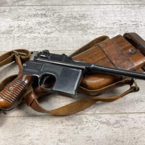 MAUSER C96 BROOMHANDLE 1930 COMMERCIAL W/MATCHING STOCK & LEATHER HARNESS #5-08910
