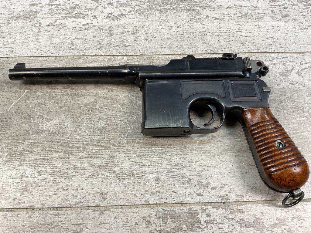 MAUSER C96 BROOMHANDLE 1930 COMMERCIAL W/MATCHING STOCK & LEATHER HARNESS #5-08910