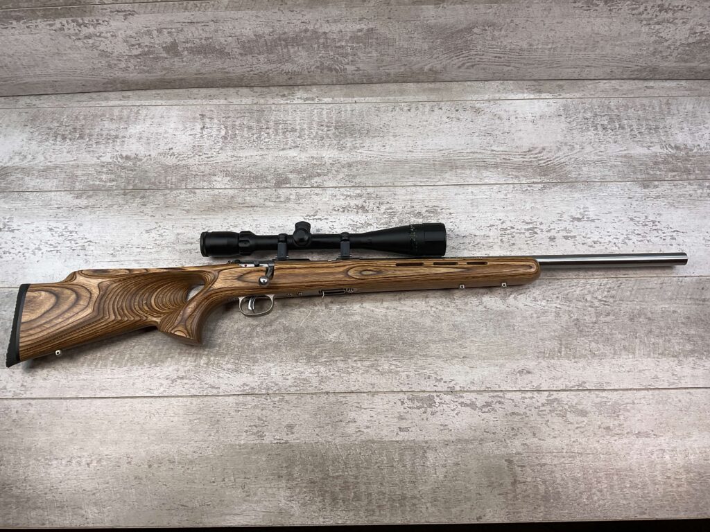 SAVAGE MARK II BTVS 22 LR ONLY BOLT ACTION STAINLESS RIMFIRE RIFLE, MINTY #5-09500