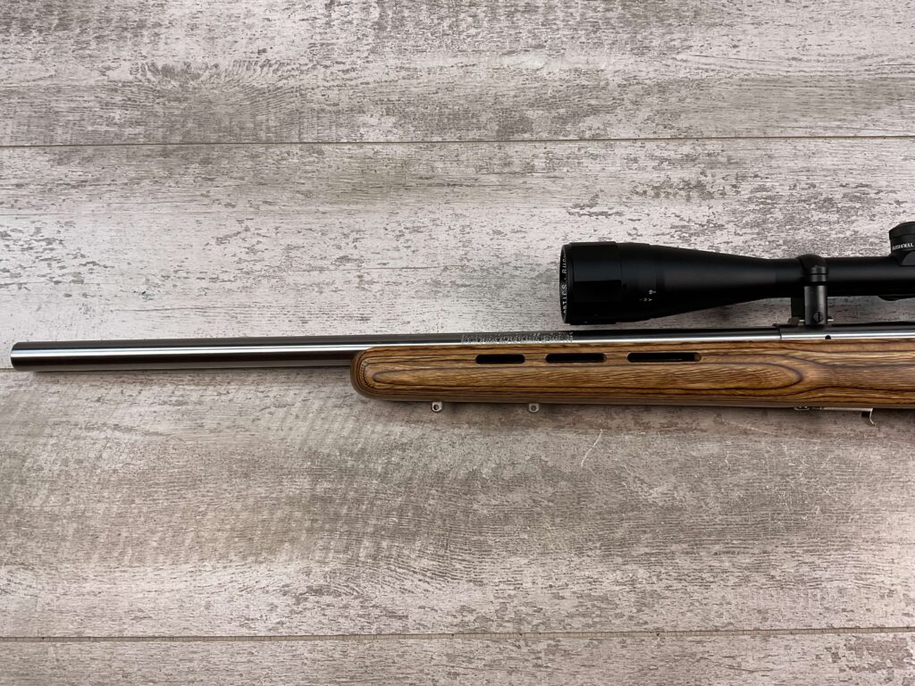 SAVAGE MARK II BTVS 22 LR ONLY BOLT ACTION STAINLESS RIMFIRE RIFLE, MINTY #5-09500