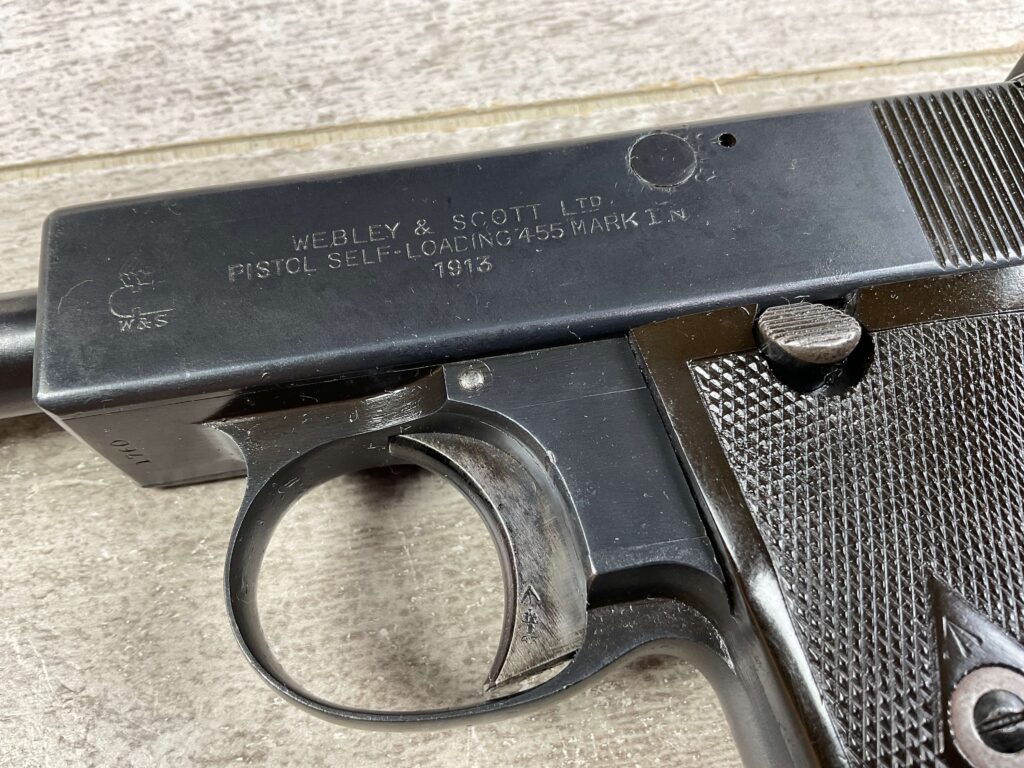 WEBLEY & SCOTT MK1 .44 SELF LOADING SEMI AUTO PISTOL, JAMES EARL JONES COLLECTION #5-10740