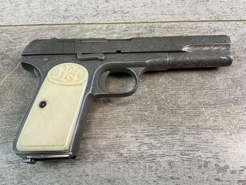 FN 1903 ENGRAVED SEMI AUTO PISTOL W/ SHOULDER STOCK, JAMES EARL JONES COLLECTION, RARE #5-10769