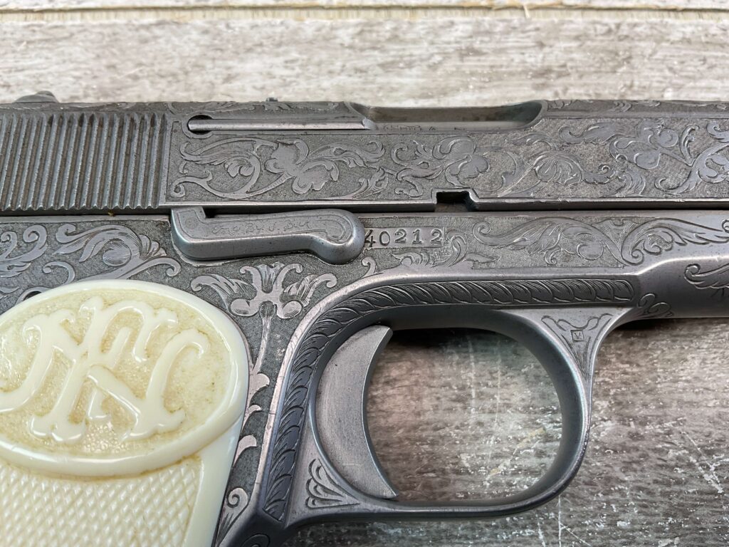 FN 1903 ENGRAVED SEMI AUTO PISTOL W/ SHOULDER STOCK, JAMES EARL JONES COLLECTION, RARE #5-10769