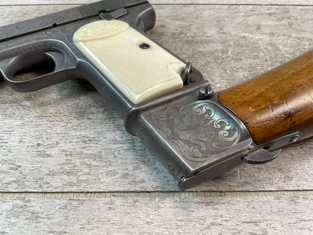 FN 1903 ENGRAVED SEMI AUTO PISTOL W/ SHOULDER STOCK, JAMES EARL JONES COLLECTION, RARE #5-10769