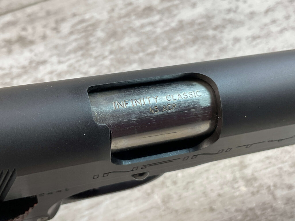 STRAYER-VOIGT INFINITY .45 ACP SEMI AUTO PISTOL, JAMES EARL JONES COLLECTION, CUSTOM BUILT #5-10791