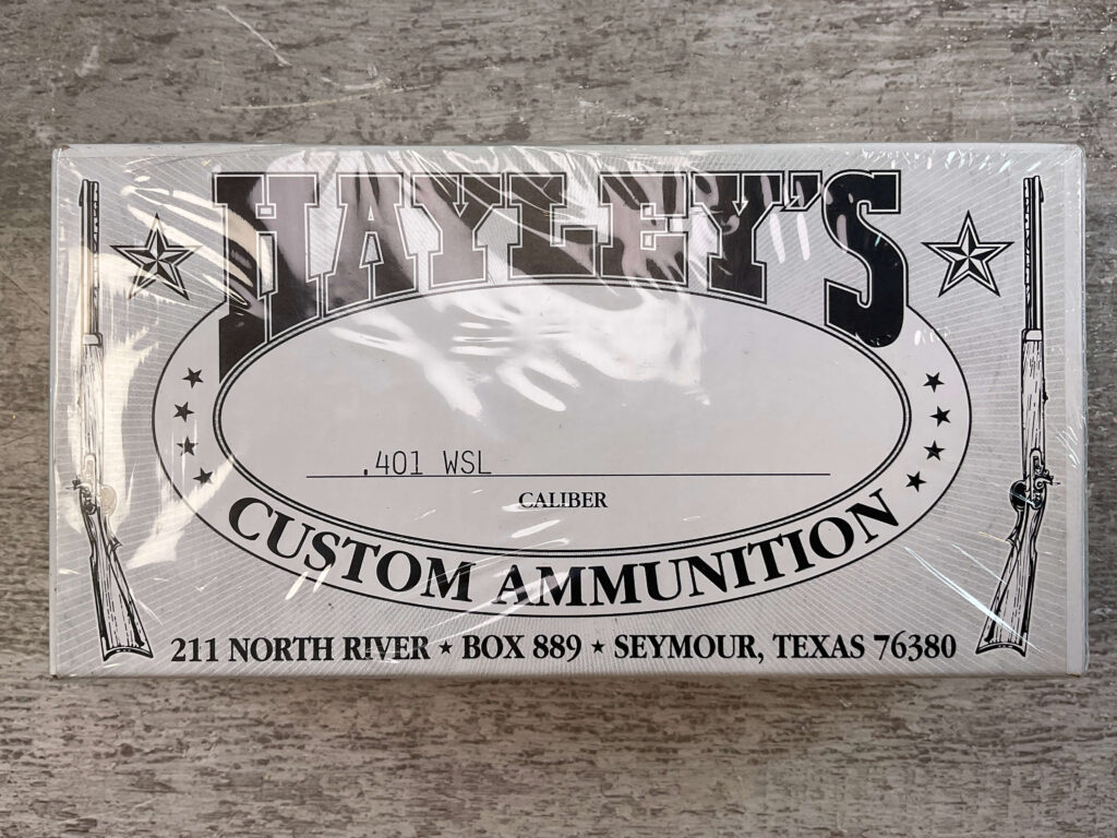 HAYLEY'S CUSTOM AMMUNITION .401 WSL AMMO, UNOPENED BOX (QTY 20) #5-11096