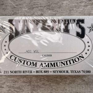 HAYLEY'S CUSTOM AMMUNITION .401 WSL AMMO, UNOPENED BOX (QTY 20) #5-11096