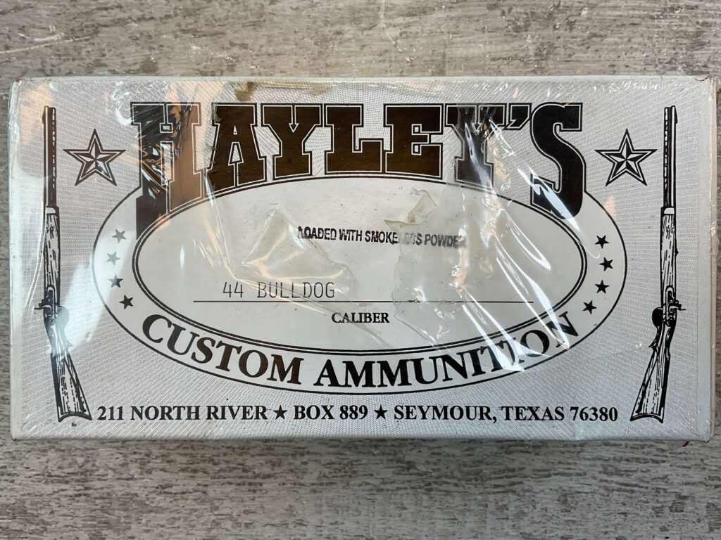 HAYLEY'S CUSTOM AMMUNITION .44 BULLDOG AMMO, UNOPENED BOX (QTY 20) #5-11099