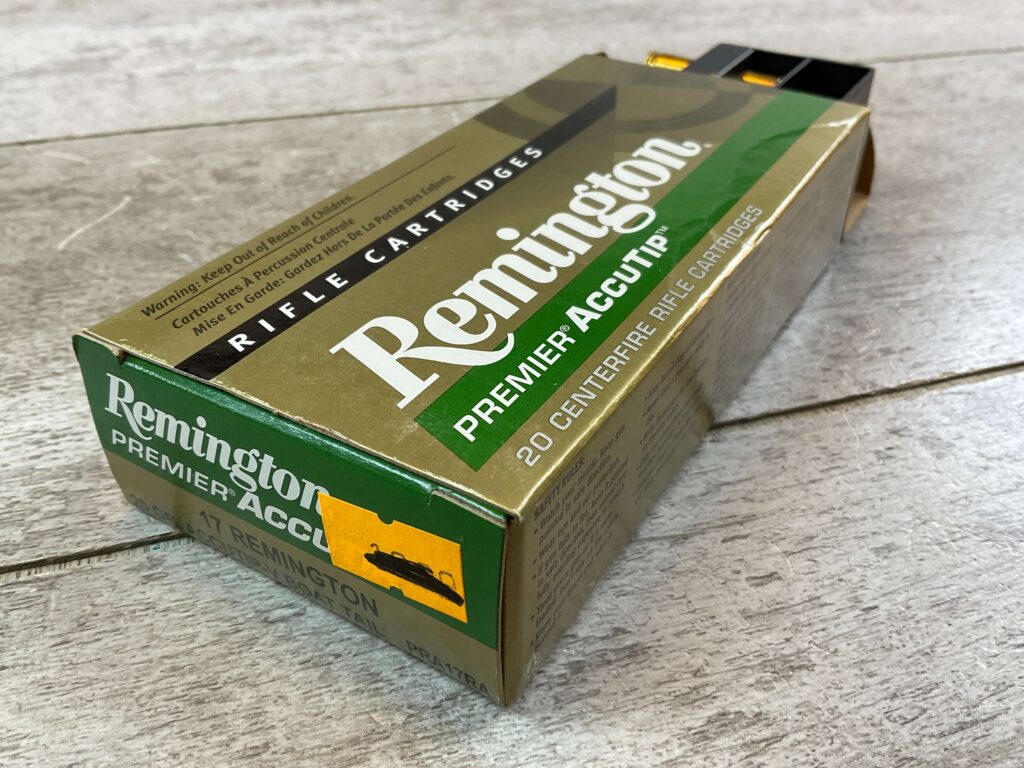 REMINGTON PREMIER ACCUTIP, 17 REM. 20 GR. ACCUTIP-V BOAT TAIL AMMO, QTY 20 #5-11116
