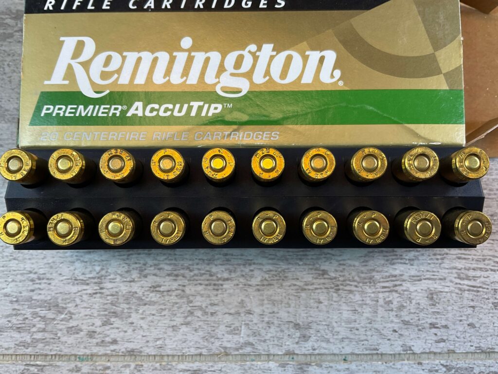 REMINGTON PREMIER ACCUTIP, 17 REM. 20 GR. ACCUTIP-V BOAT TAIL AMMO, QTY 20 #5-11116
