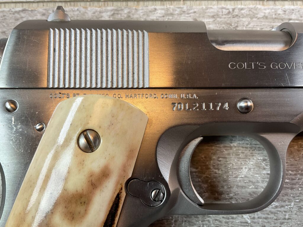 COLT 1911 GOVT MODEL MKIV SERIES 70 9MM SEMI AUTO PISTOL, STAINLESS FINISH, JAMES EARL JONES COLLECTION #5-10844