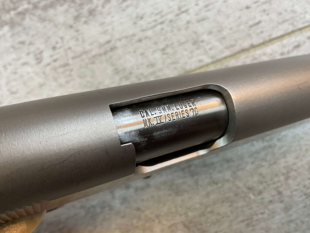 COLT 1911 GOVT MODEL MKIV SERIES 70 9MM SEMI AUTO PISTOL, STAINLESS FINISH, JAMES EARL JONES COLLECTION #5-10844