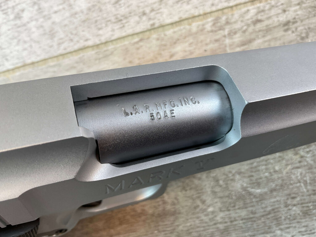 L.A.R. MANUFACTURING GRIZZLY .50 ACTION EXPRESS MARK V SEMI AUTO PISTOL, JAMES EARL JONES COLLECTION, RARE #5-10851