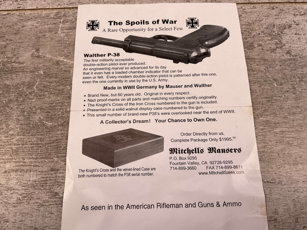 MAUSER byf 43 P38 W/ DISPLAY BOX & PAPERWORK FROM MITCHELL'S MAUSERS #5-12003