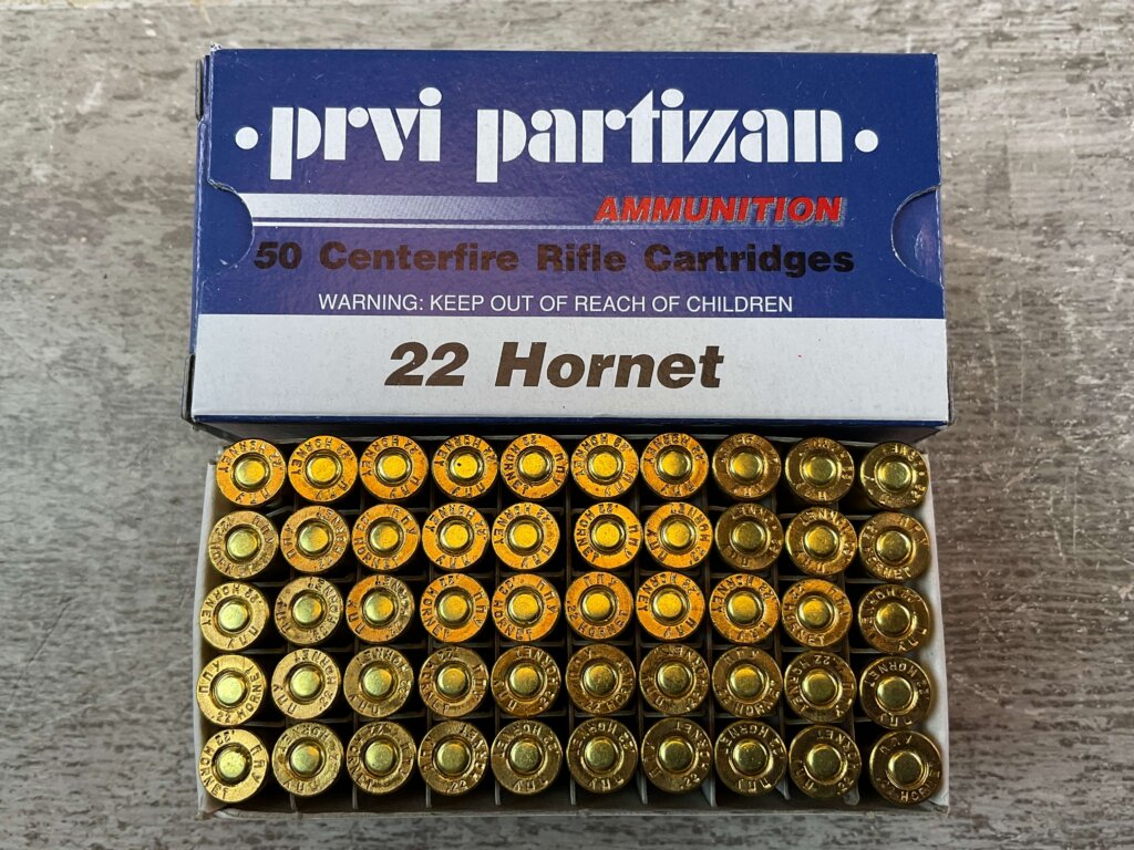 PRVI PARTIZAN 22 HORNET, SP 45 GR. AMMO, FULL BOX (QTY 50) #5-11122