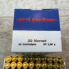 PRVI PARTIZAN 22 HORNET, SP 45 GR. AMMO, FULL BOX (QTY 50) #5-11122