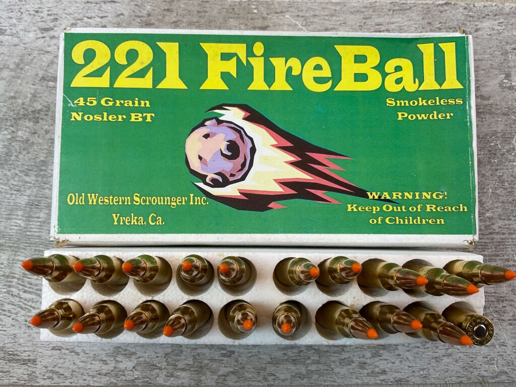 OLD WESTERN SCROUNGER INC. 221 REM FIREBALL AMMO, REMINGTON AMMO, FULL BOX (QTY 20) #5-11124