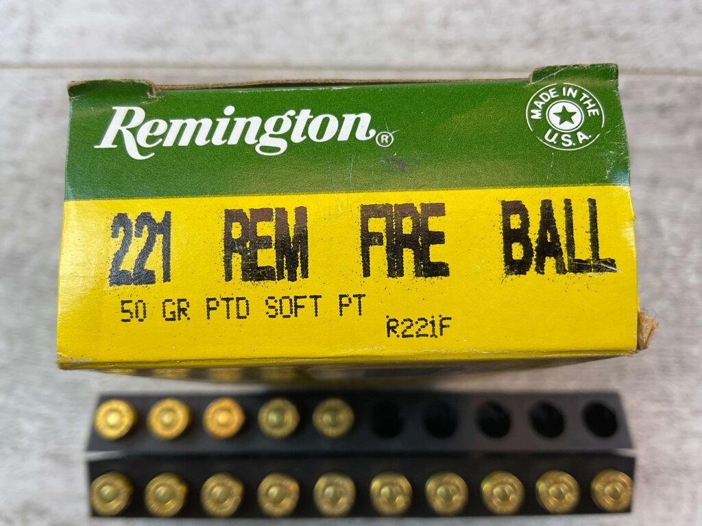 REMINGTON 221 REM FIREBALL, 50 GR. PTO SOFT POINT, KLEANBORE PRIMING AMMO, QTY 15 #5-11125